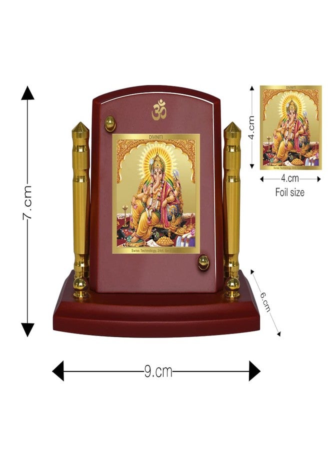 DIVINITI Lord Ganesha Photo Frame for Car Dashboard, Car Idol, Table Decor|MDF 1B P+ wooden Frame with 24K Gold Plated Foil|Religious Frame For Pooja, Prayer and Gift (7X 9CM) - Image 3